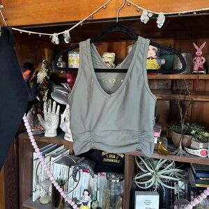 Flexure army green ruched sports bra sz small